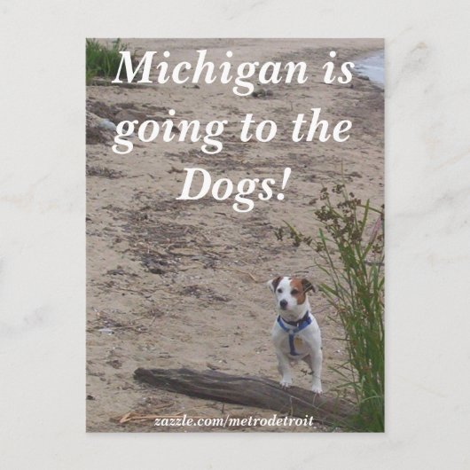 Michigan gaat naar de Honden. Briefkaart (Voorkant)