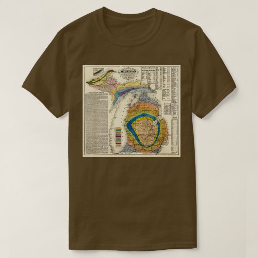  Michigan Geological Map 1865 T-shirt (Design voorkant)