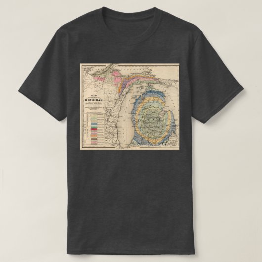  Michigan Geology Map 1873 T-shirt (Design voorkant)