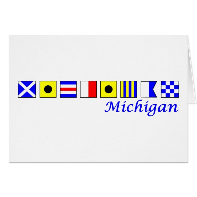 Michigan, gespeld in het vlagalfabet (Voorkant Horizontaal)