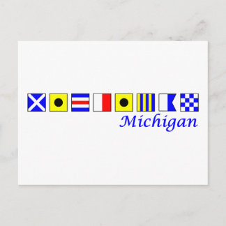 Michigan, gespeld in het vlagalfabet briefkaart