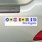 Michigan, gespeld in het vlagalfabet bumpersticker (Op auto)