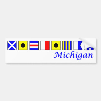 Michigan, gespeld in het vlagalfabet bumpersticker
