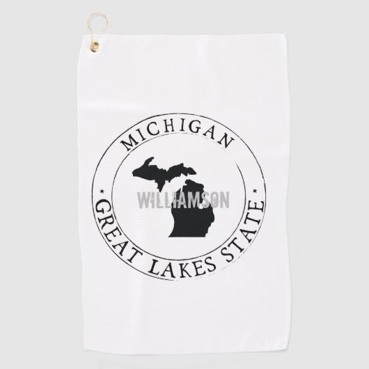 Michigan Golf Towel Staat gepersonaliseerd Golfhanddoek (Voorkant)