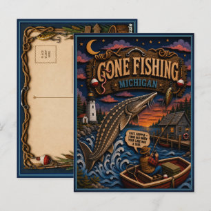 Michigan Gone Fishing Meerforel Briefkaart