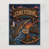 Michigan Gone Fishing Meerforel Briefkaart (Voorkant)