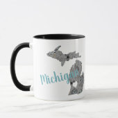 Michigan Gray Blue Poppies Floral Pattern Mok (Links)
