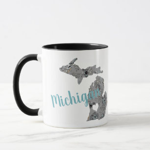 Michigan Gray Blue Poppies Floral Pattern Mok