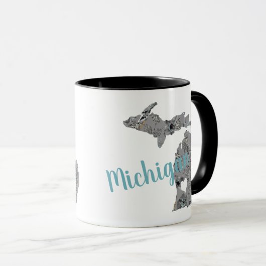 Michigan Gray Blue Poppies Floral Pattern Mok (Voorkant rechts)
