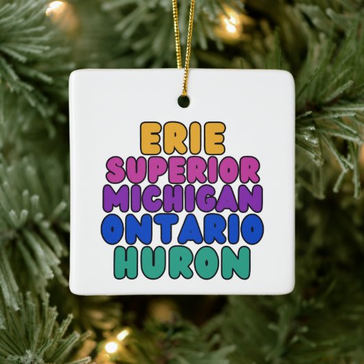 Michigan Great Lakes Rainbow Text Ornament  (Boom)