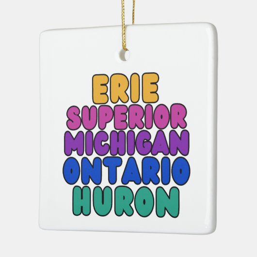 Michigan Great Lakes Rainbow Text Ornament (Links)