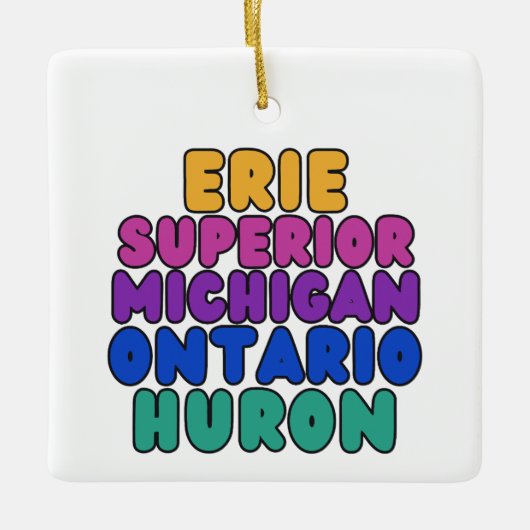 Michigan Great Lakes Rainbow Text Ornament (Voorkant)