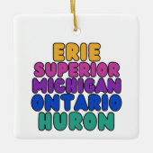 Michigan Great Lakes Regenboog Tekst Ornament  (Voorkant)