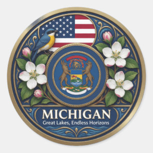 Michigan Great Lakes State Erfgoed 🌊 Ronde Sticker