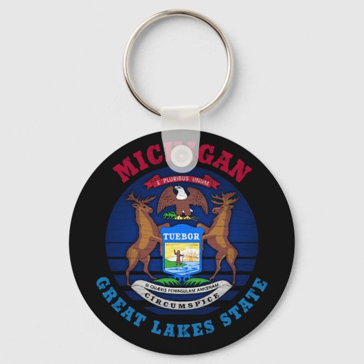 MICHIGAN GREAT LAKES STATE FLAG KEY RING SLEUTELHANGER (Voorkant)