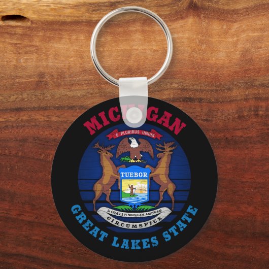 MICHIGAN GREAT LAKES STATE FLAG KEY RING SLEUTELHANGER (Voorkant)