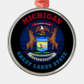 MICHIGAN GREAT LAKES STATE FLAG METALEN ORNAMENT (Voorkant)