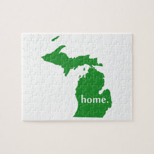 Michigan Green Home Silhouette Jigzaag Puzzle Legpuzzel