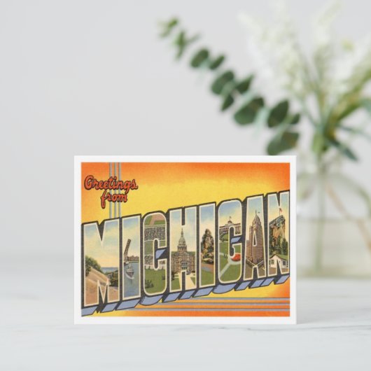 Michigan Greetings uit de VS Briefkaart (Staand voorkant)