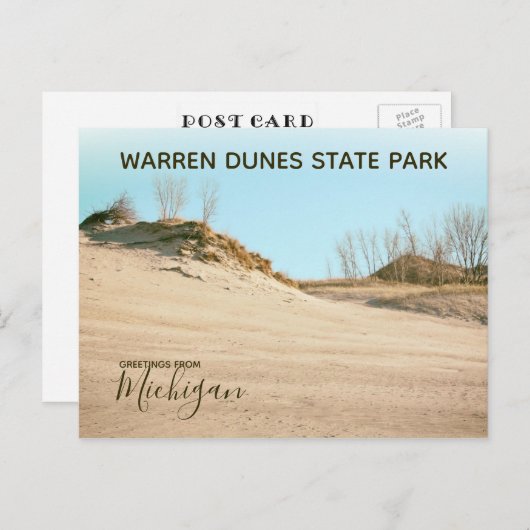 Michigan Greetings uit Warren Dunes Briefkaart (Voorkant / Achterkant)