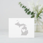 Michigan Grey State Map Vorm met Heart Cutout Briefkaart (Staand voorkant)