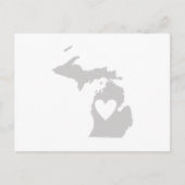 Michigan Grey State Map Vorm met Heart Cutout Briefkaart (Voorkant)