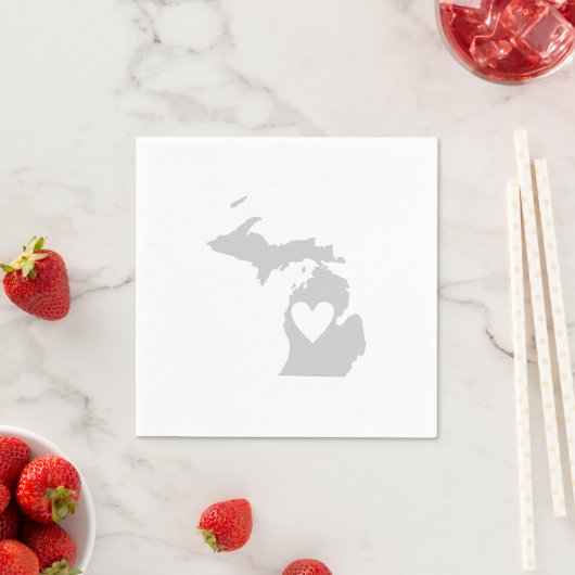 Michigan Grijze Kaart Vorm Hart Cutout Papieren Pa Servetten (Insitu)