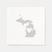 Michigan Grijze Kaart Vorm Hart Cutout Papieren Pa Servetten (Voorkant)