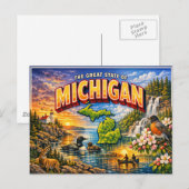Michigan Groet Ansichtkaart  Briefkaart (Voorkant / Achterkant)