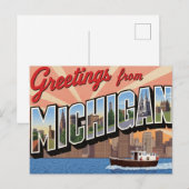 Michigan Groeten Groot Briefkaart (Voorkant / Achterkant)