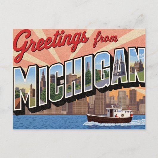 Michigan Groeten Groot Briefkaart (Voorkant)