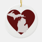 Michigan Heart Keramisch Ornament (Voorkant)