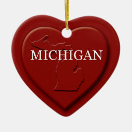 Michigan Heart Map kerstversiering Keramisch Ornament
