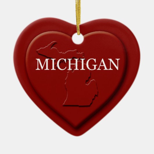 Michigan Heart Map kerstversiering Keramisch Ornament (Voorkant)