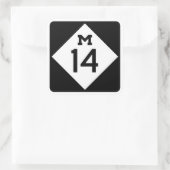 Michigan Highway M-14 Sign Square Sticker (Tas)