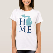 Michigan Home Aqua Navy Blue Custom City Heart T-shirt (Voorkant)