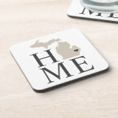 Michigan Home Beige en Gray Custom City Heart Bier Onderzetter (Linkerzijde)