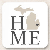 Michigan Home Beige en Gray Custom City Heart Bier Onderzetter (Voorkant)