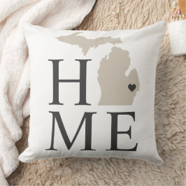 Michigan Home Beige en Gray Custom City Heart Kussen