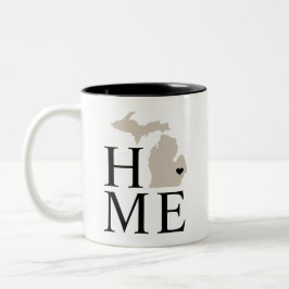 Michigan Home Beige en Gray Custom City Heart Tweekleurige Koffiemok