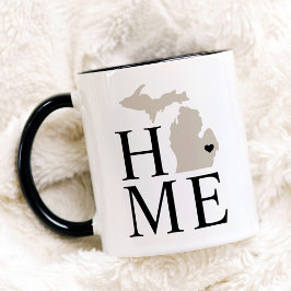 Michigan Home Beige en Zwarte State Hart Mok