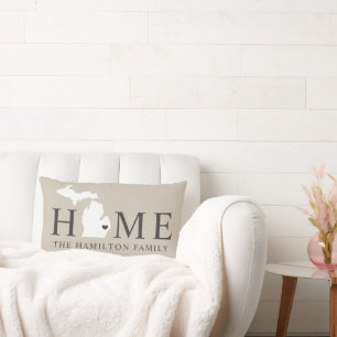 Michigan Home Beige Familie Monogram Kussen