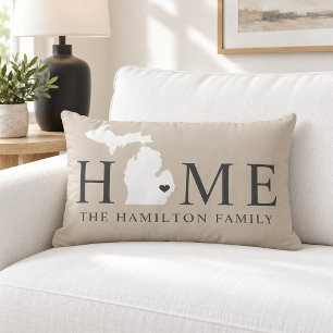 Michigan Home Beige Familie Monogram Kussen