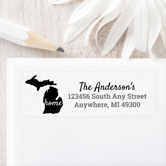Michigan Home Black Silhouette Etiket (Insitu)
