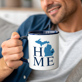 Michigan Home Blue and Navy Custom City Heart Mok