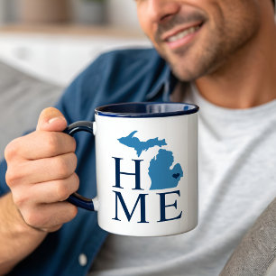 Michigan Home Blue and Navy Custom City Heart Mok