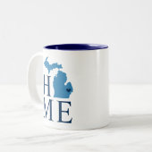 Michigan Home Blue and Navy Custom City Heart Tweekleurige Koffiemok (Voorkant links)