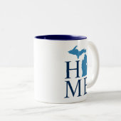 Michigan Home Blue and Navy Custom City Heart Tweekleurige Koffiemok (Voorkant rechts)