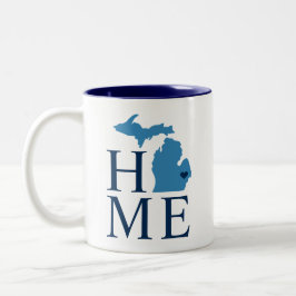 Michigan Home Blue and Navy Custom City Heart Tweekleurige Koffiemok