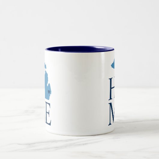 Michigan Home Blue and Navy Custom City Heart Tweekleurige Koffiemok (Center)